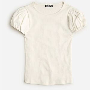 J.Crew Vintage rib T-shirt with cotton poplin puff sleeves NWT Size L